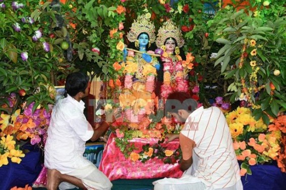 Krishna temples decorated for Jhulan Yatra